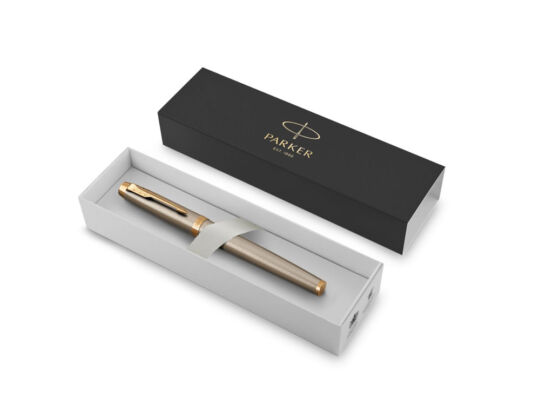 Ручка перьевая Parker IM Metal Brushed Metal GT, серебристый/золотистый