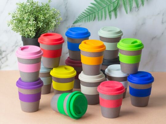 Стакан из бамбукового волокна Café, серо-коричневый/зеленый оливковый