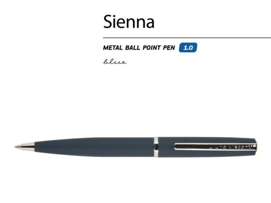 Ручка металлическая шариковая Sienna, софт-тач, синий
