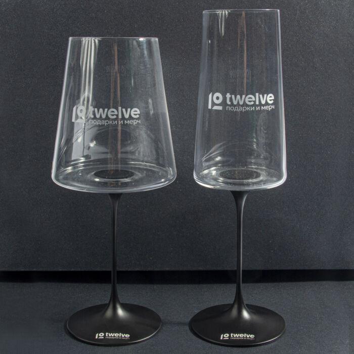 Хрустальный бокал для игристого вина на магните Trebonn SplitGlass, 2 шт, 320 мл, черный